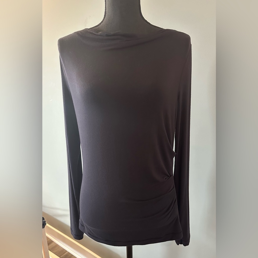 Athleta cowl neck top with side twist detail